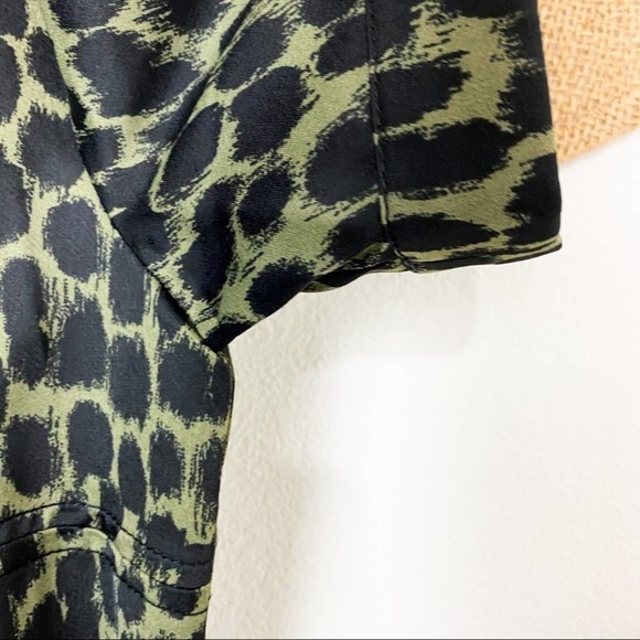 Banana Republic Green Black Animal Print Dress M Medium - Picture 10 of 13